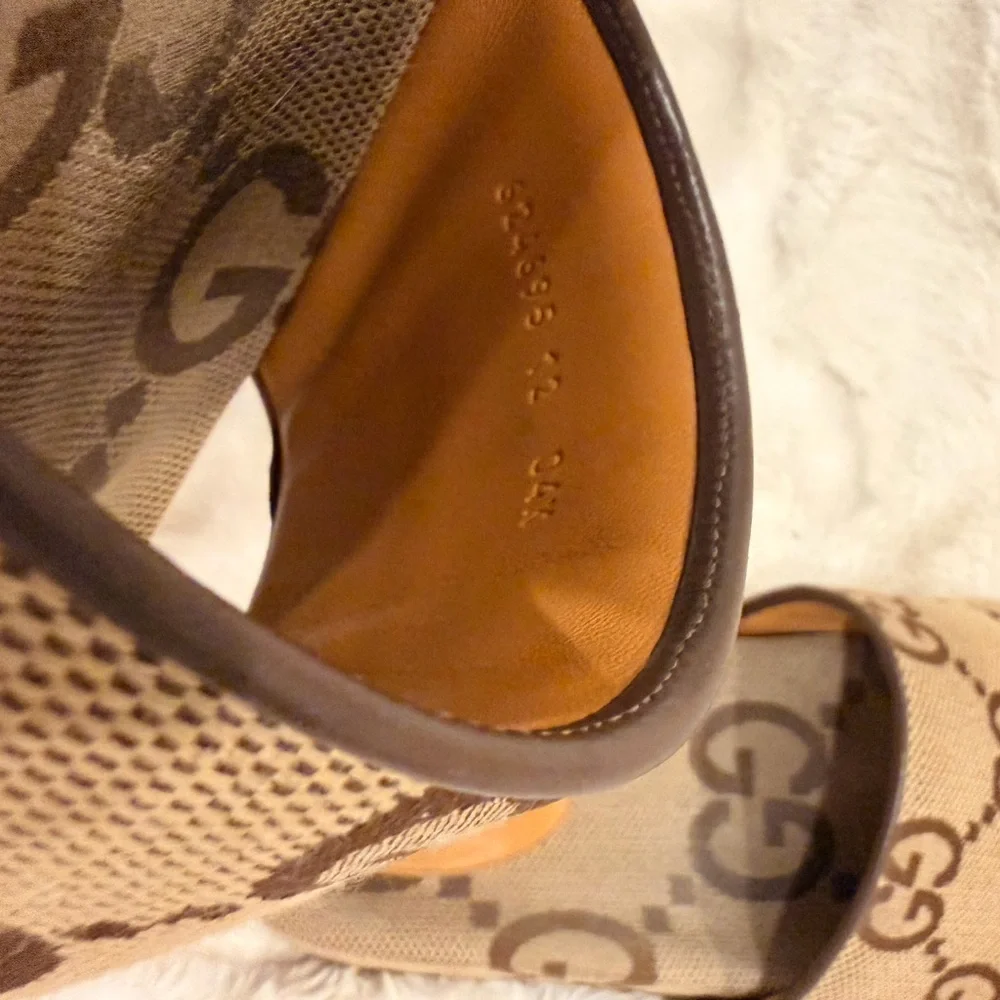 Gucci Men’s GG Beige Canvas Slides - Picture 5 of 6